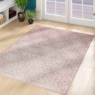 Yurig Floral Ivory/Pink Area Rug Charlton Home Rug Size: Rectangle 5&3x22 x 7&3x22