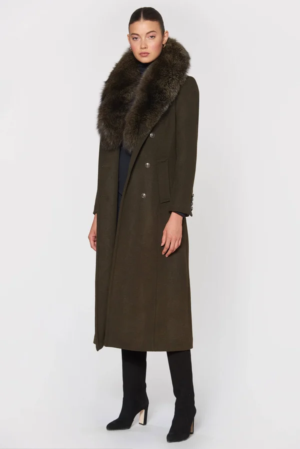 1 Madison Donna Wool Coat - Olive Womens Luxury Winter Coat Olive