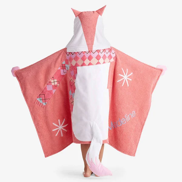 Company Kids Hooded Towel - Orange/Coral - Cotton, Fox, The Company Store
