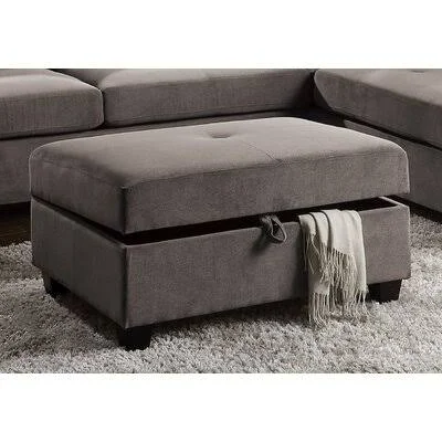 38x22 Wide Tufted Rectangle Storage Ottoman Latitude Run Body Fabric: Charcoal Microfiber