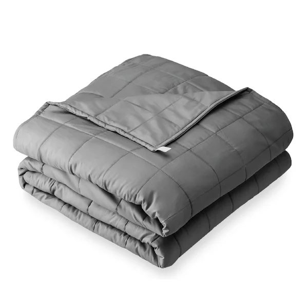 Bare Home Weighted Sensory Blanket - 48x72 - 15lb - Cotton Light Grey