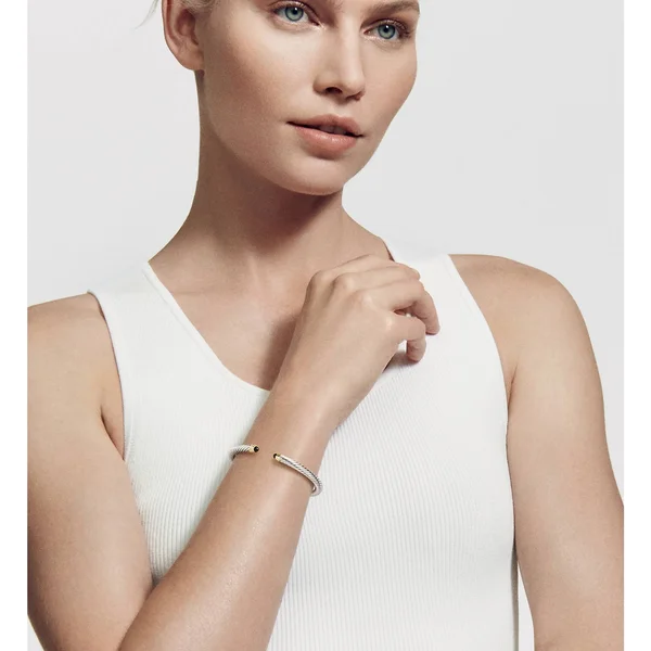 David Yurman Cable Classics Bracelet with Semiprecious Stones & 14K Gold, 5mm Black Onyx