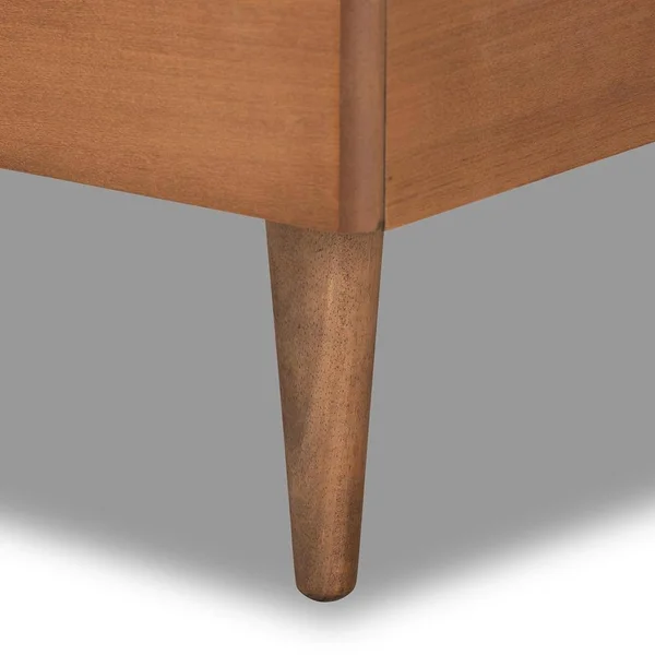 Baxton Studio Saul Mid-Century Modern Fabric Upholstered and Finished Wood Platform Bed Dark Grey & Walnut Brown - Twin
