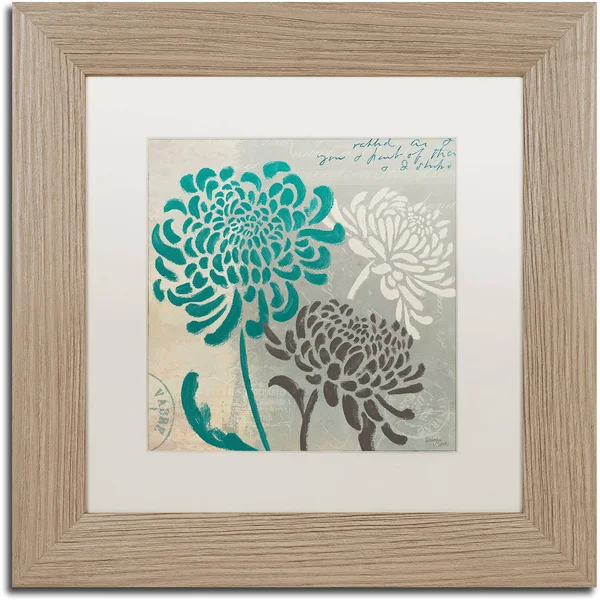 Trademark Fine Art Chrysanthemums I by Wellington Studio - White Matte, Birch Frame 11x11-Inch