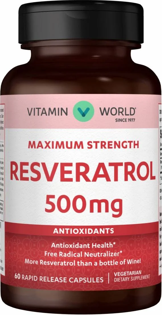Maximum Strength Resveratrol 500 mg. - 60 Capsules - Vitamin World