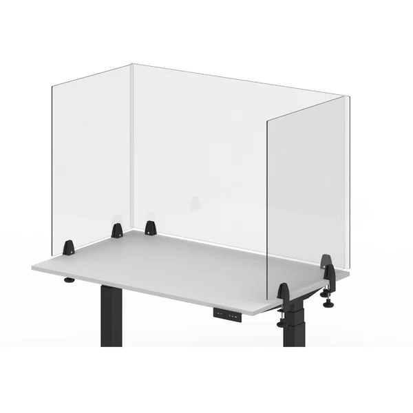 Office Accents Antimicrobial Desktop PANEL - Protective Acrylic Shield & Sneeze Guard Desk Divider, Clamp-On - Frosted - 24x2