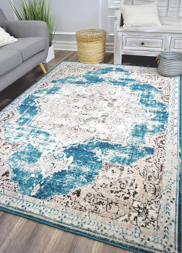 Rugs America Harlow Avalon Teal Blue 5 ft. x 7 ft. Area Rug