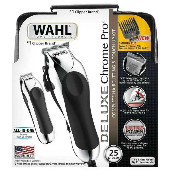 Wahl Hair Cutting & Touch Up Kit - Complete, Deluxe Chrome Pro