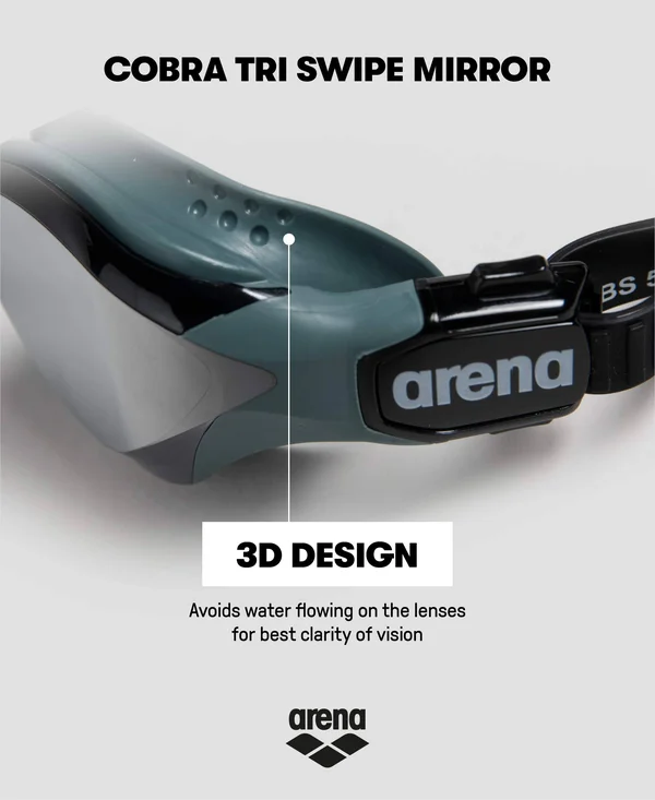 Arena Cobra Tri Swipe Mirror Goggles Silver Army