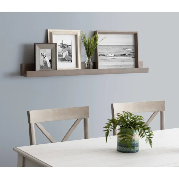 Kate and Laurel Levie Modern Floating Wall Shelf Picture Frame Holder Ledge - Dark Walnut Brown