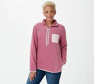Cuddl Duds Fleece Bonded Sherpa 1/2 Zip Pullover, Size Small, Mauve Pink