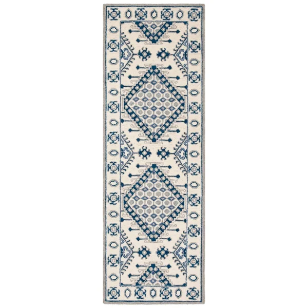 Safavieh Micro-Loop MLP511M 4&0x22 x 6&0x22 Ivory - Blue Area Rug