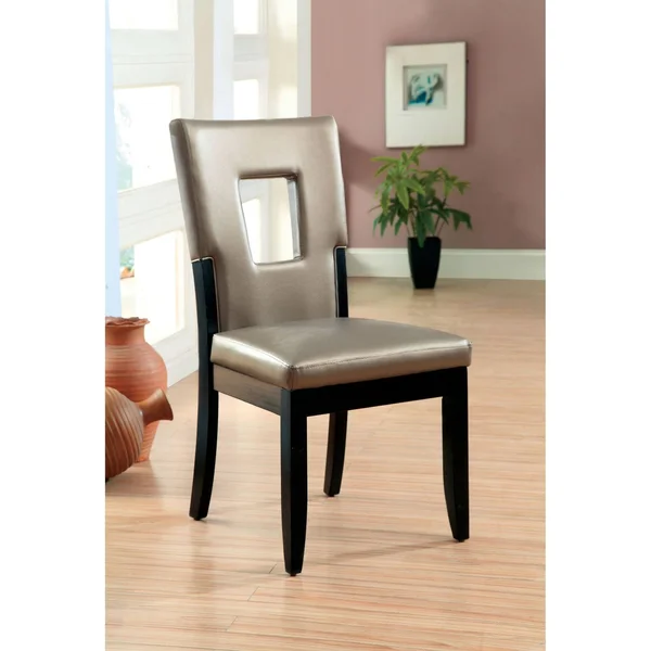 ioHOMES Rectangular Hole Back Side Chair Wood Black Set of 2
