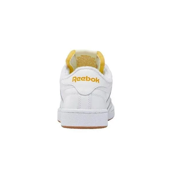 Reebok Club C 85 White/Yellow Grade School Girls& Tennis Shoes - Size: 3.5, Leather