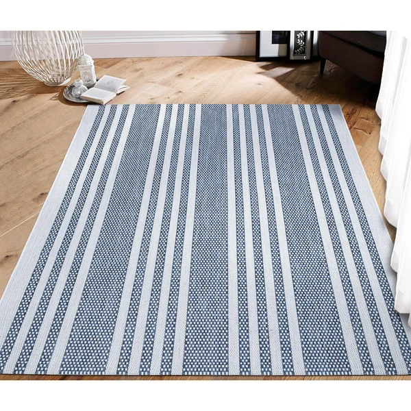 Miami Easy Care Washable Indoor Outdoor Vertical Stripe Area Rug by Modarte - Pink - 6&7x22x9&6x22