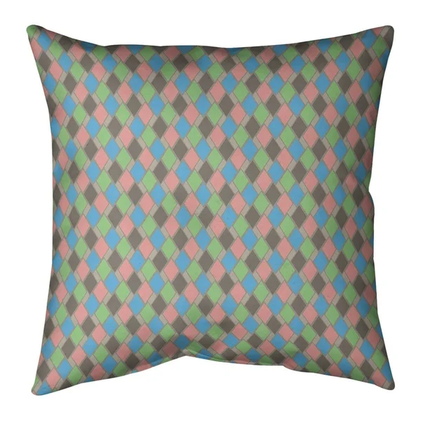 Multicolor Retro Diamonds Throw Pillow - 20 x 20 - Blue Multicolor - Cotton
