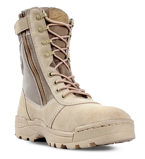 Ridge Footwear 8x22 Men's Dura-Max Side Zipper Sand Tactical Military Boots - 6.5