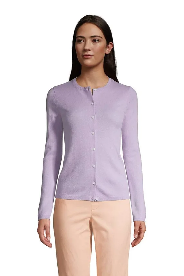 Women's Cashmere Cardigan Sweater - Lands& End - Purple - S