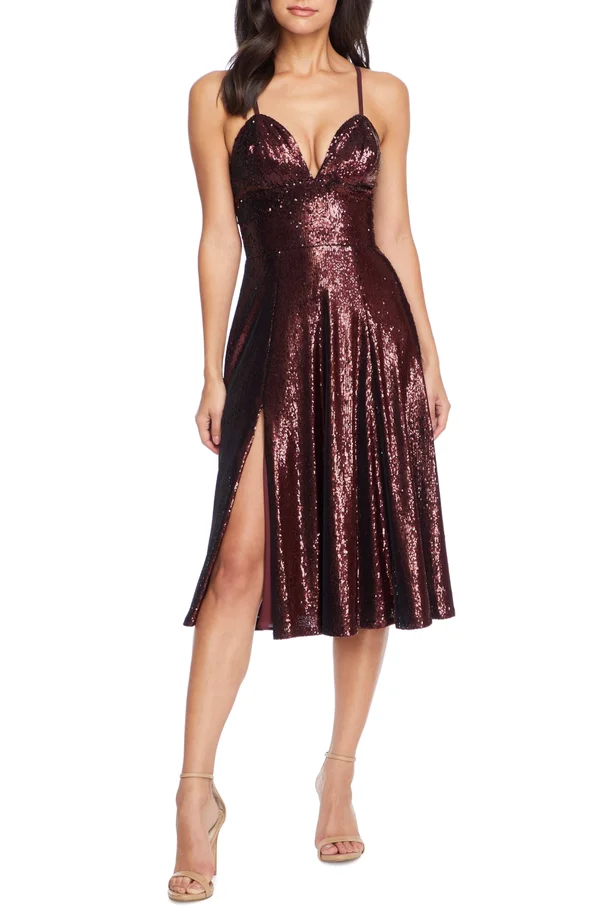 Women's Dress The Population Mimi Sequin Cocktail Dress - Small - Port