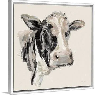 Expressionistic Cow I by Silvia Vassileva - Painting Print on Canvas Gracie Oaks Format: White Floater Framed, Size: 38x22 H x 3