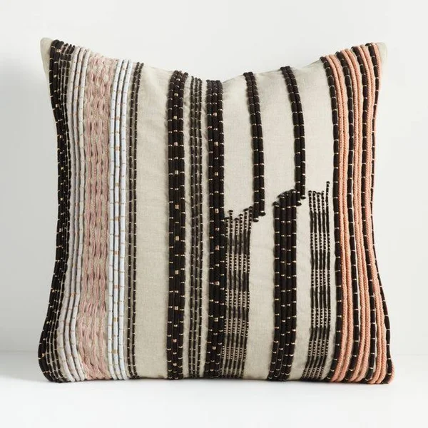 Nikki Chu by Jaipur Living Nova Cream/ Black Stripe Poly Throw Pillow 22x22x22x22