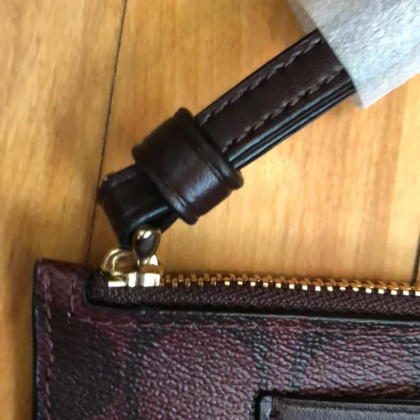 Coach Signature Zip Top Wallet Wristlet (Oxblood 1)
