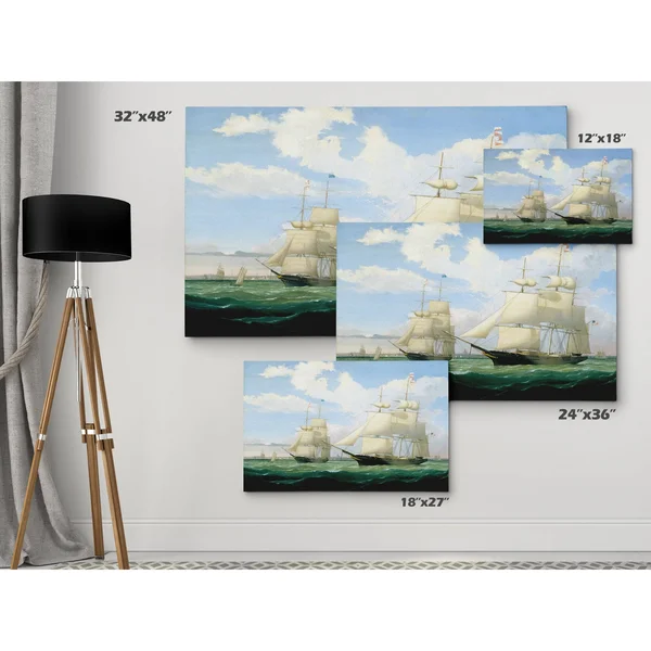 WexfordHome &Ships at Sea III& Drawing Print on Wrapped Canvas - Size: 36x22 H x 48x22 W x 1.5x22 D - 24 inches x 32 inches