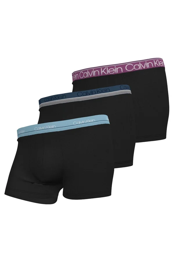 Mens Calvin Klein Blue Cotton Stretch 3 Pack Trunks - Blue