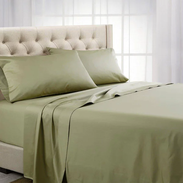 1200 Thread Count Bed Sheets Luxury 100% Cotton Queen - Taupe
