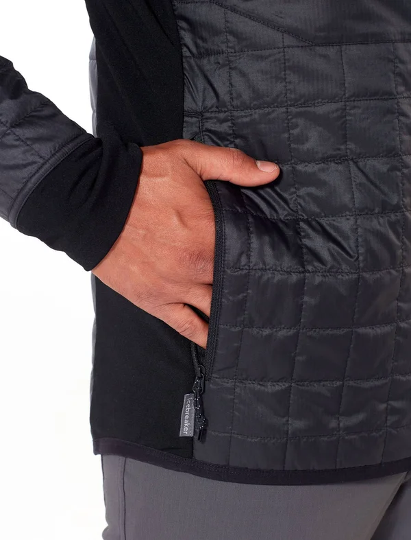 Icebreaker Men's Helix LS Zip Jacket - XL - Black, Jet Heather