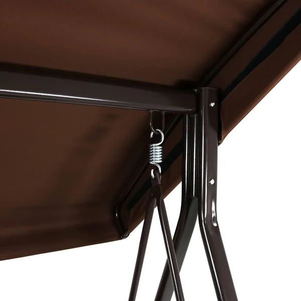 Sunnydaze Decor 3-Person Steel Frame Outdoor Canopy Swing with Side Tables - Brown