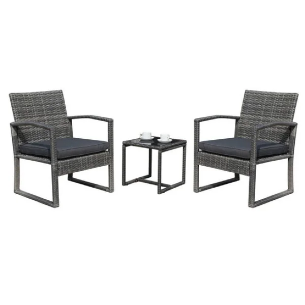 Orange Casual Patiorama 3-Pieces Wicker Outdoor Patio Furniture Set with Dark Gray Cushion