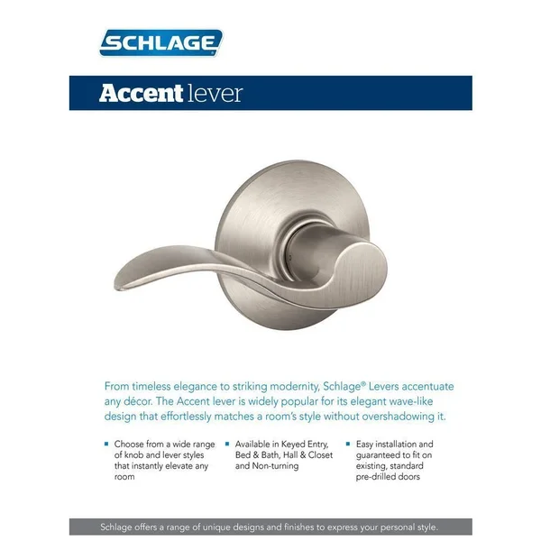 Schlage Accent Matte Black Keyed Entry Door Lever 719518