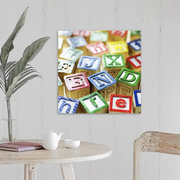 Close-up of Toy Building Blocks - Large Solid-Faced Canvas Wall Art Print, Great Big Canvas