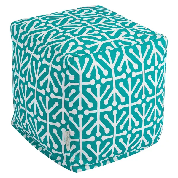 Majestic Home Goods Aruba Indoor - Outdoor Ottoman Pouf Cube - Pacific