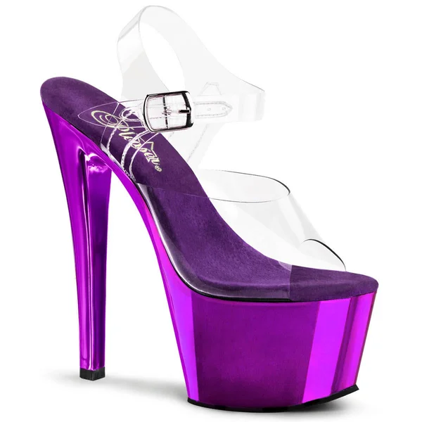Pleaser - Sky-308 11 - Clear/Rose Gold Chrome