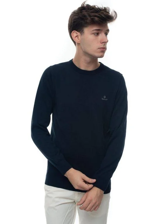Gant Classic Cotton Crew Colour: Evening Blue, Size: XL