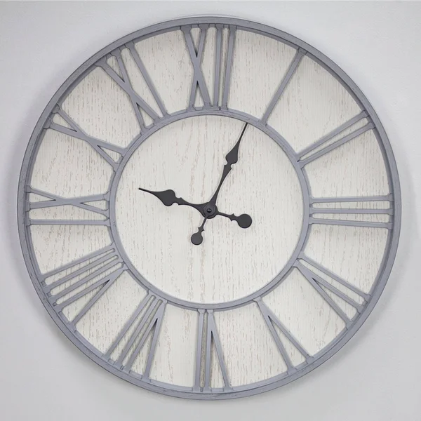 Whitewashed Oversized Wall Clock - 24x22