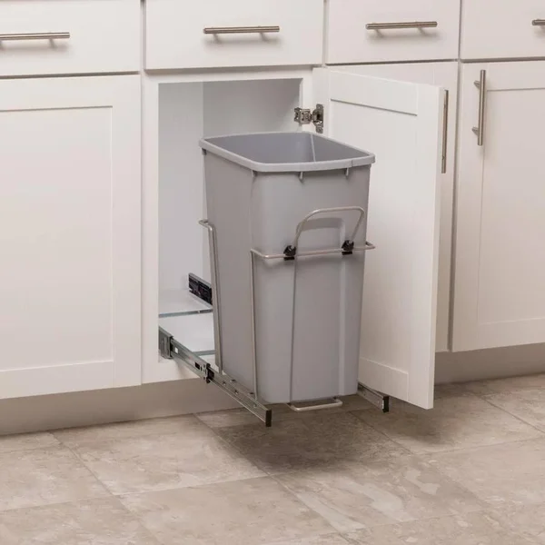 Simply Put 35-Quart Plastic Pull Out Trash Can in Gray, SP-BSC10-1-35-P