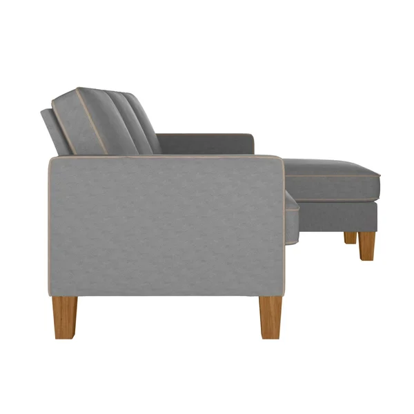 Novogratz Bowen Gray Sectional Sofa with Contrast Welting