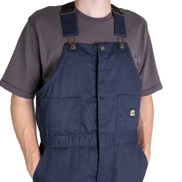 Berne Men's Deluxe Twill Insulated Bib Overall Navy - L/Short