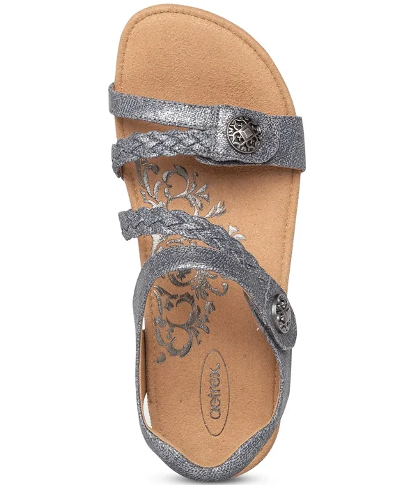 Aetrex Jillian Braided Quarter Strap Gold, 6