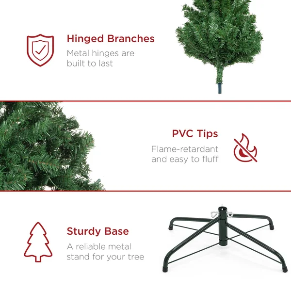 Best Choice Products 6ft Premium Spruce Artificial Christmas Tree w/ Easy ASSEMBLY, Metal Hinges & Foldable Base