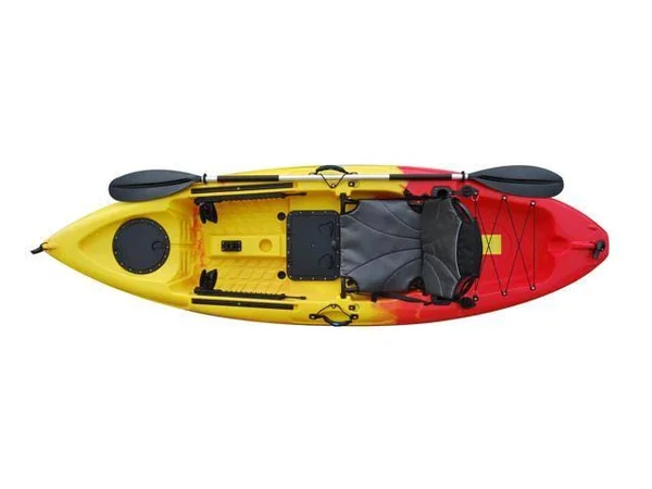 BKC FK285 9.1& Sit on Top Single Fishing Kayak W/Upright Back Support Aluminum Frame Seat, Paddle Included Solo Sit-On-Top Angle