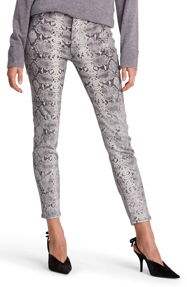 Hudson Barbara High-Rise Skinny Jeans, Metallic Python, Women's, 28