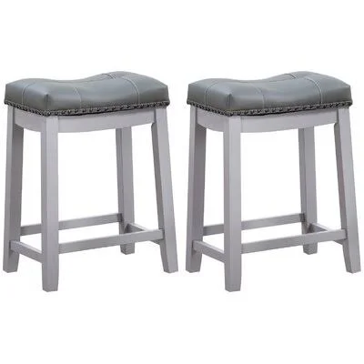Mikhail Bar & Counter Stool Andover Mills Color: Gray, Upholstery: White, Seat Height: Counter Stool (24x22 Seat Height)