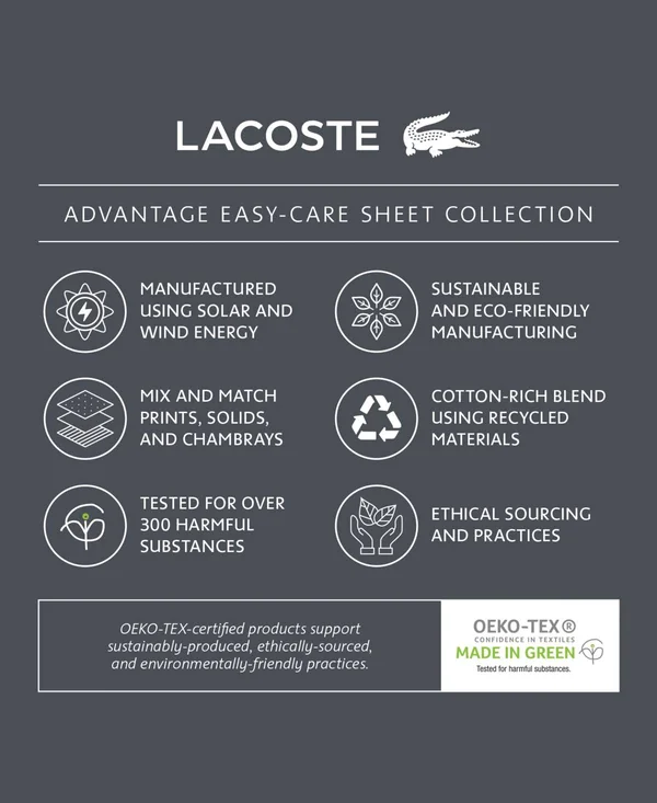 Lacoste Home Advantage Easy Care Sheet Set, Twin/XL - Deep Red