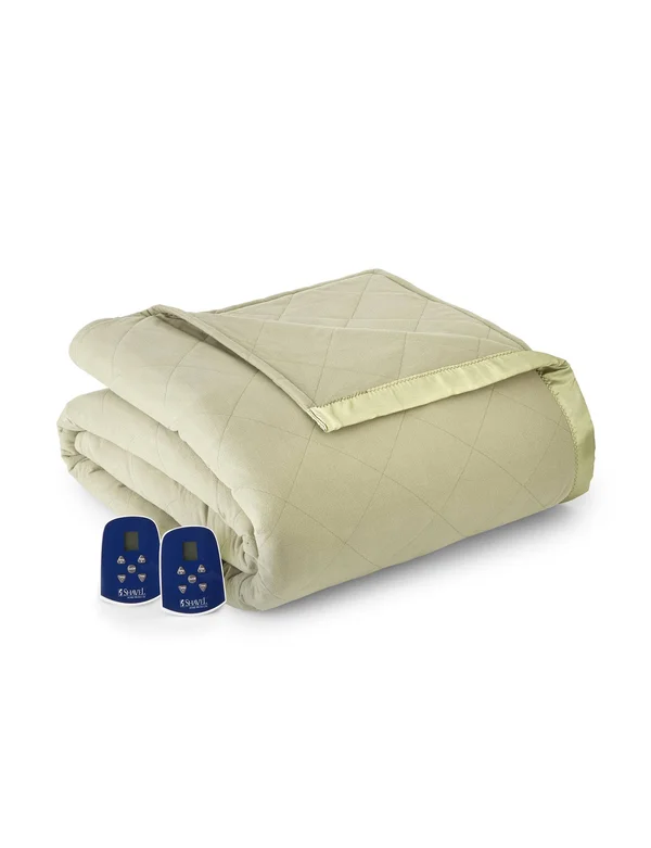 Micro Flannel Amethyst Electric Heated Comforter/Blanket - Meadow, King