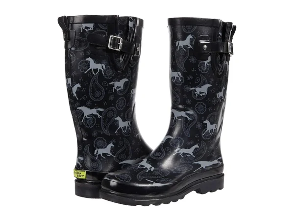 Western Chief Printed Tall Rain Boot Blue Mustang, M, 8