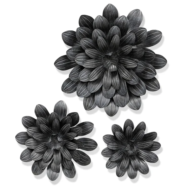 StyleCraft Home Collection Flower Power Set of 3 Blooms Metal Art